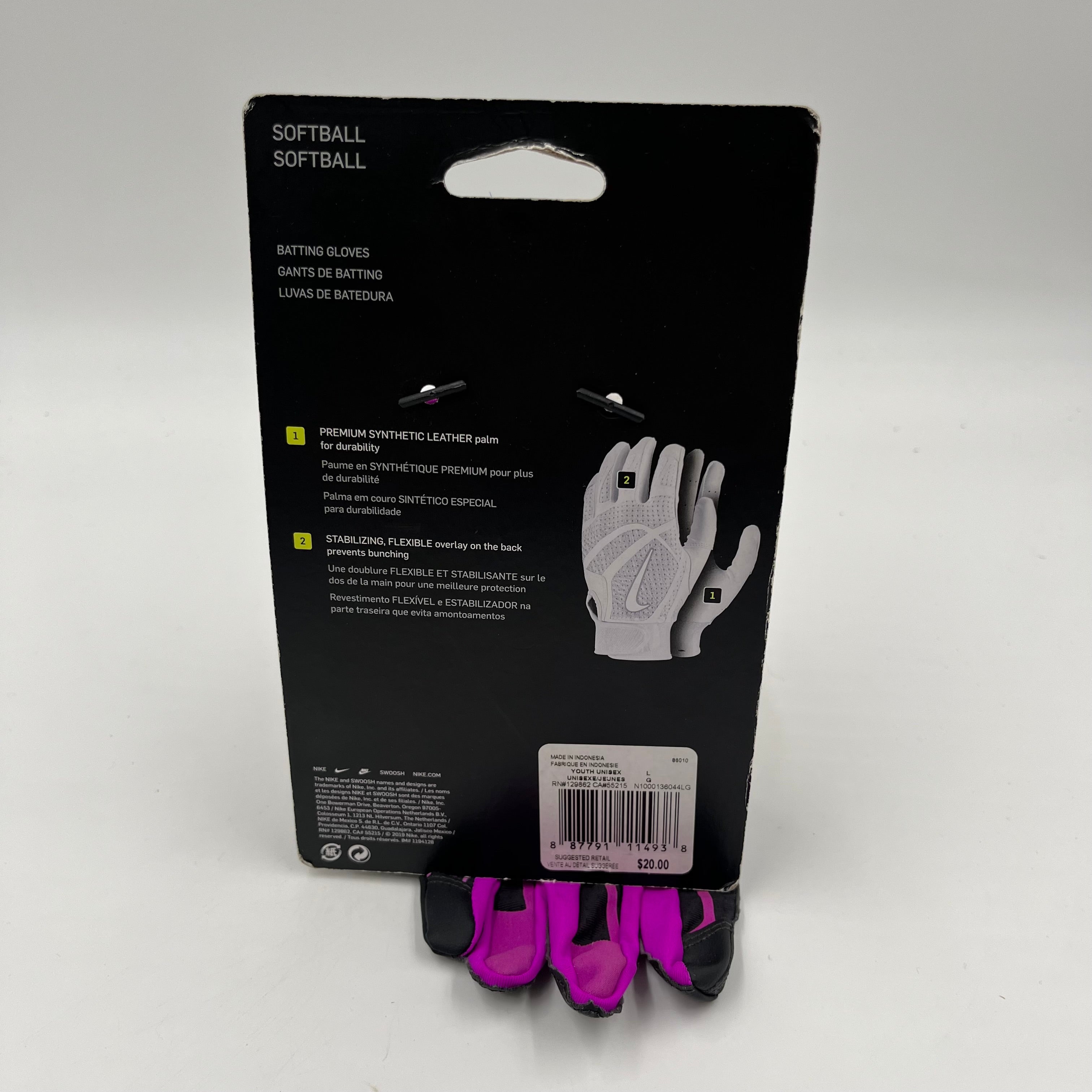 Youth Large Nike Hyperdiamond Edge Softball Batting Gloves